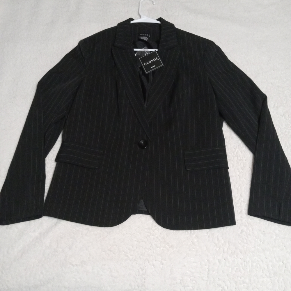 George Women's Black Pinstripe Blazer